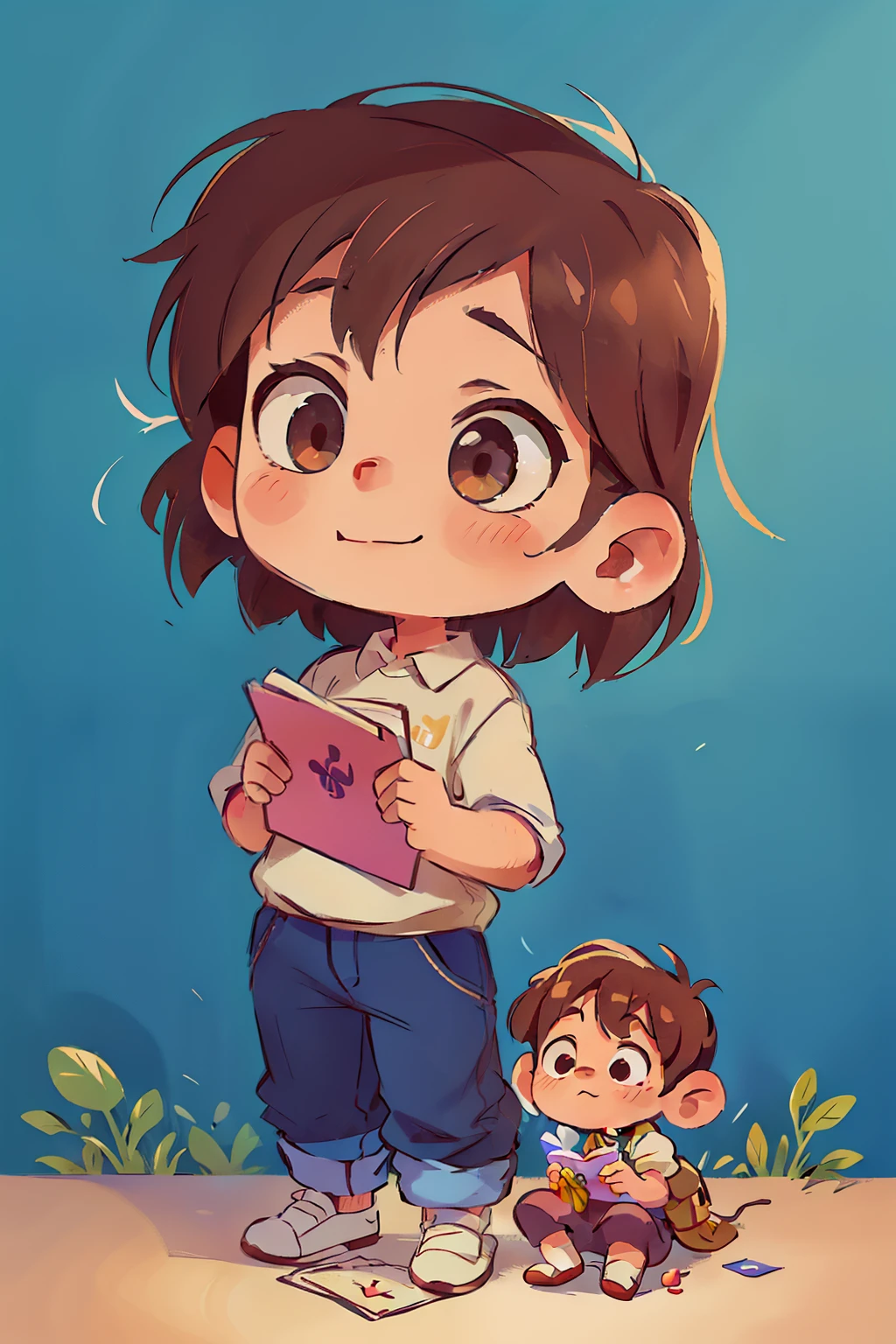 Cute little boy giving a card to a little cute little lady , light background, 