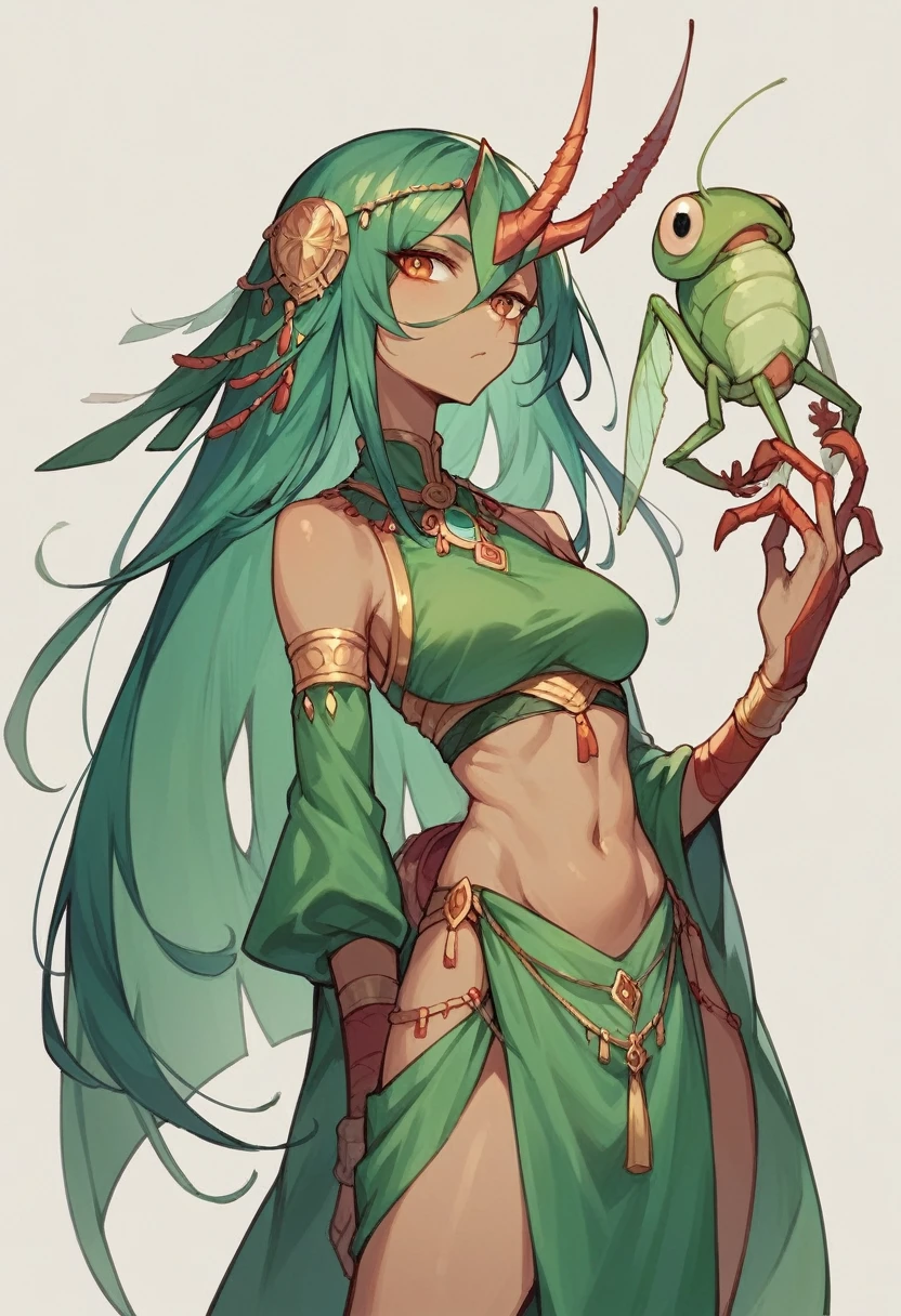1girl, mostergirl, mantis, indian clothes