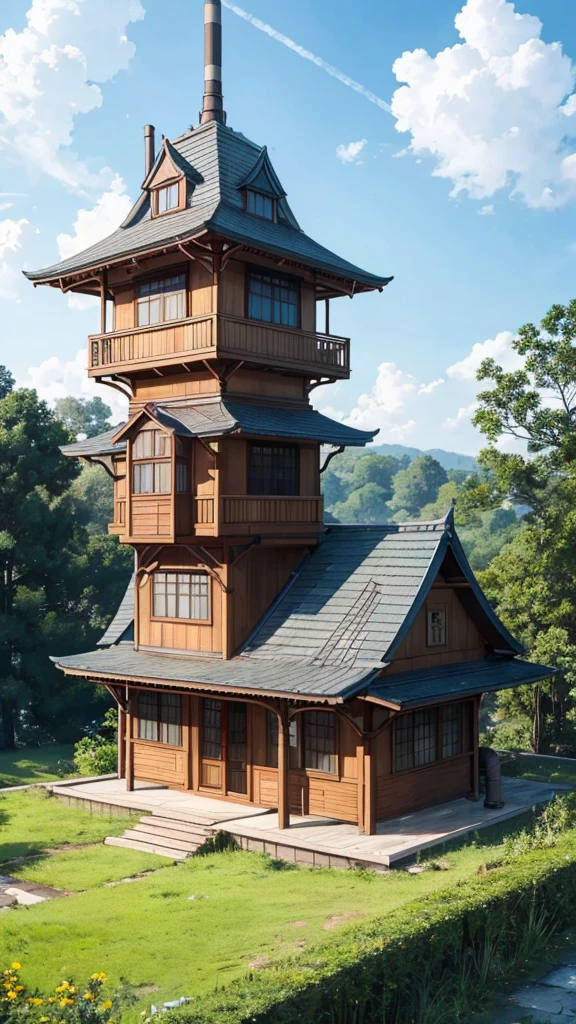 Nobita Doraemon's house should look as if it has rained. First there should be clouds and areas around Nobita's house and the chimney on the top of the house should also be Resilient. Masterpiece