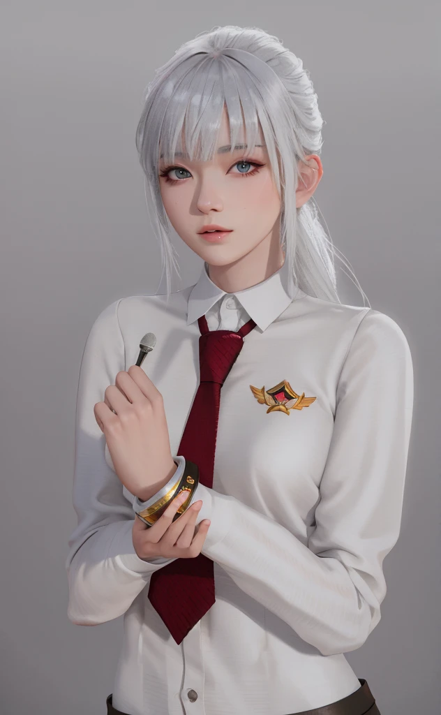 Masterpiece, Best quality, High quality, High Definition, High quality texture, High quality shadows, High detail texture, Realistic, Level Light, Side lighting, lens flare, Ray Tracing, Sharp focus,Silver hair，leader，leader，Black Eyes