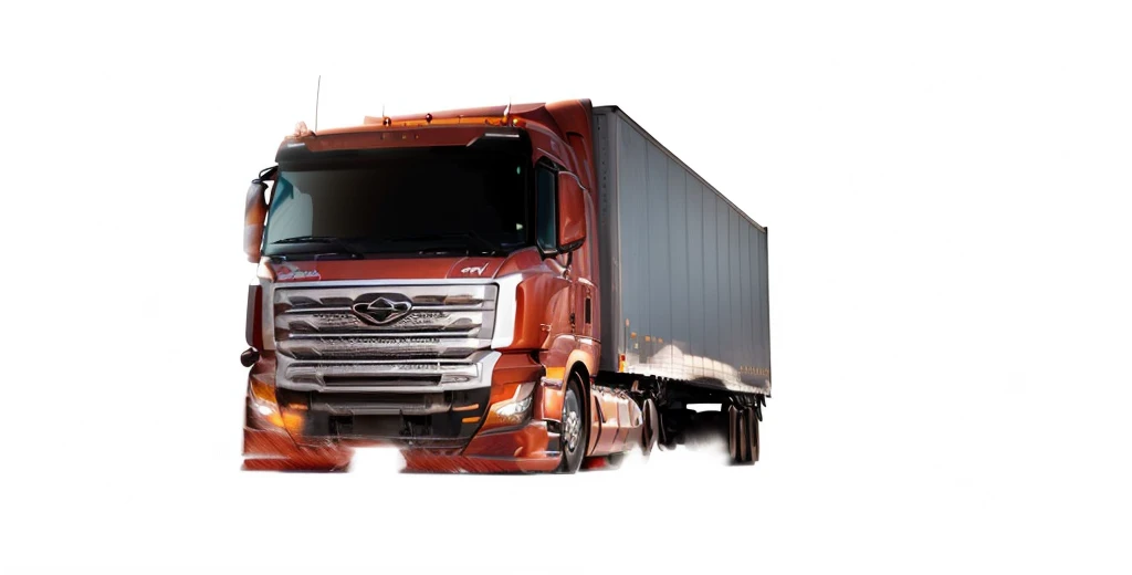 a semi truck driving on a road, close up view, detailed semi truck, dynamic, energetic, vivid, full frontal view, large scale, frontal angle, high quality photographic rendering, photorealistic, artistically rendered, new vehicle