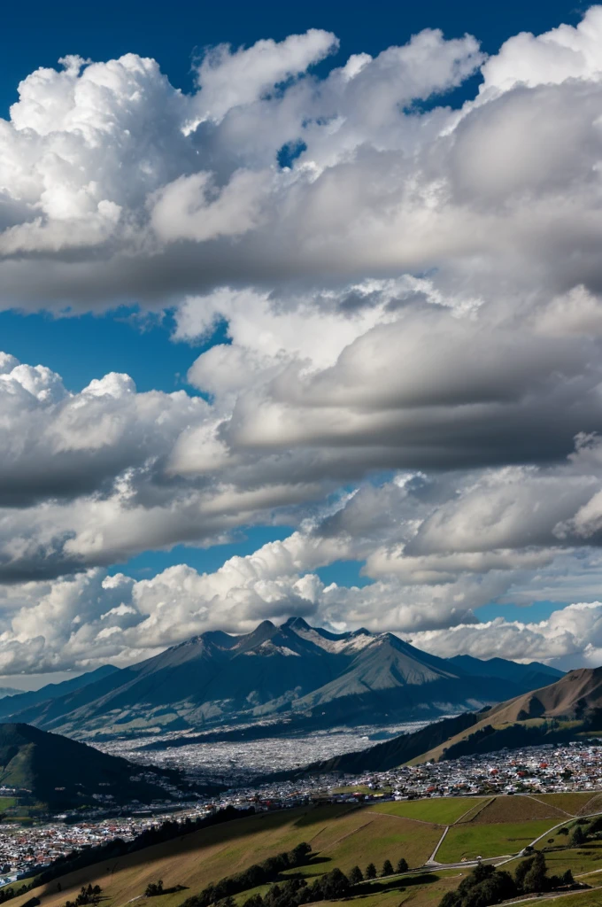 Presence of gray clouds in the mountains of Quito