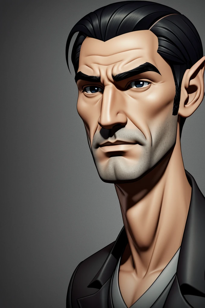 Cartoon character of a man with dark ears