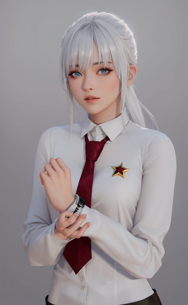 Masterpiece, Best quality, High quality, High Definition, High quality texture, High quality shadows, High detail texture, Realistic, Level Light, Side lighting, lens flare, Ray Tracing, Sharp focus,Silver hair,leader