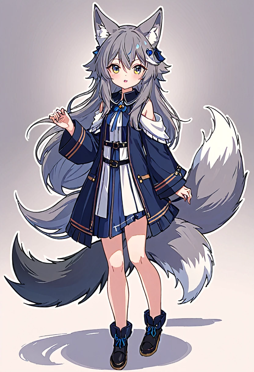 Female wolf girl, wolf ears, and tail