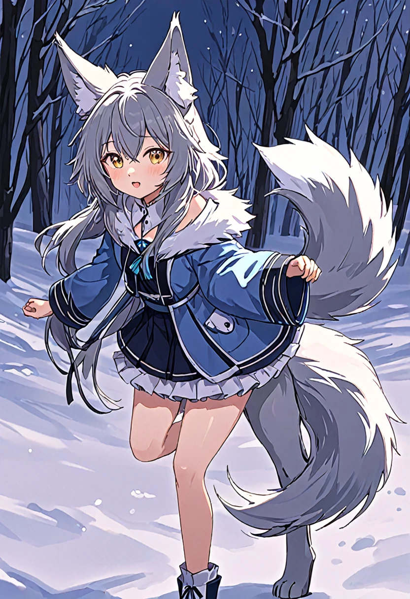 Female wolf girl, wolf ears, and tail