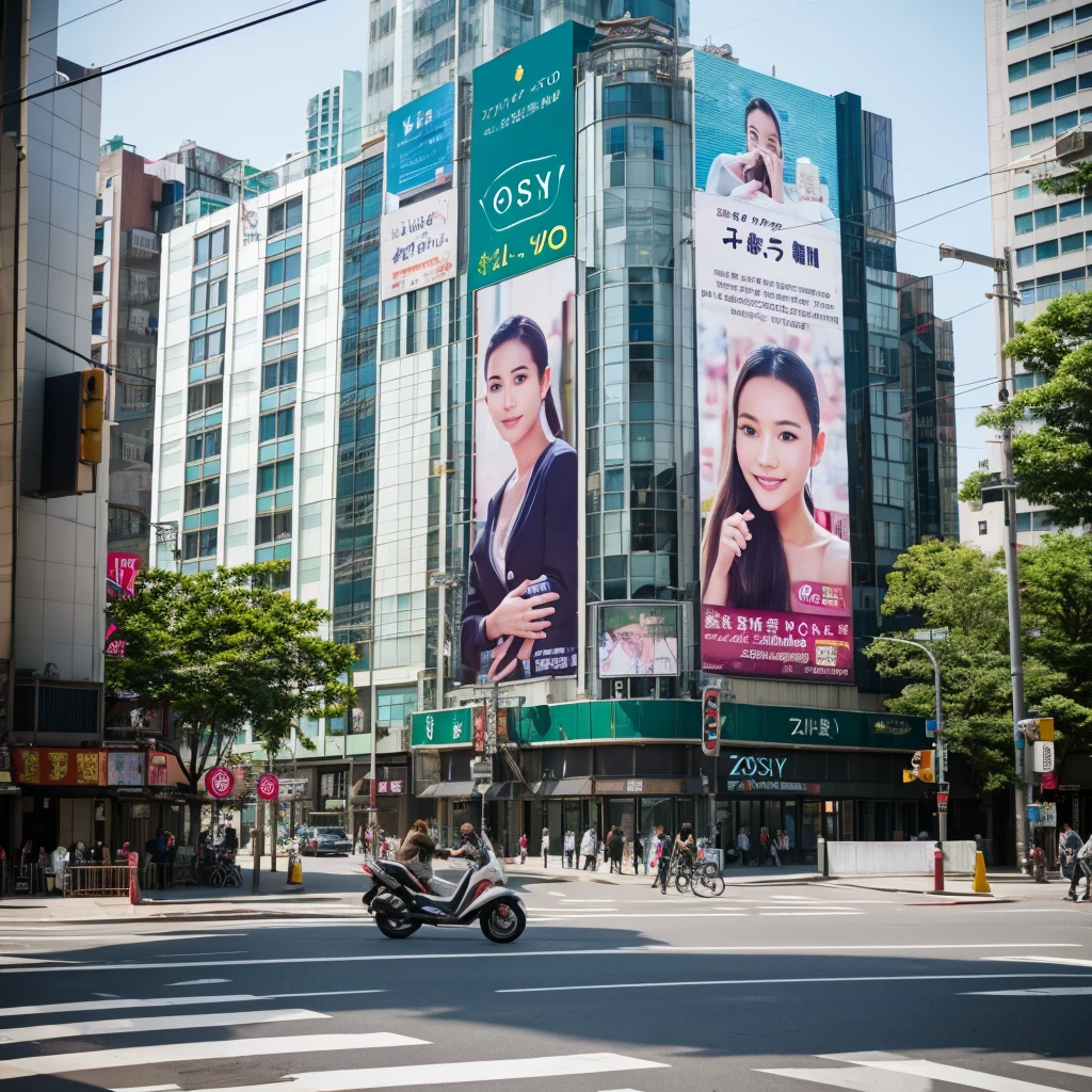 a billboard that says ZOSY LISWANTO in the Tokyo city street area