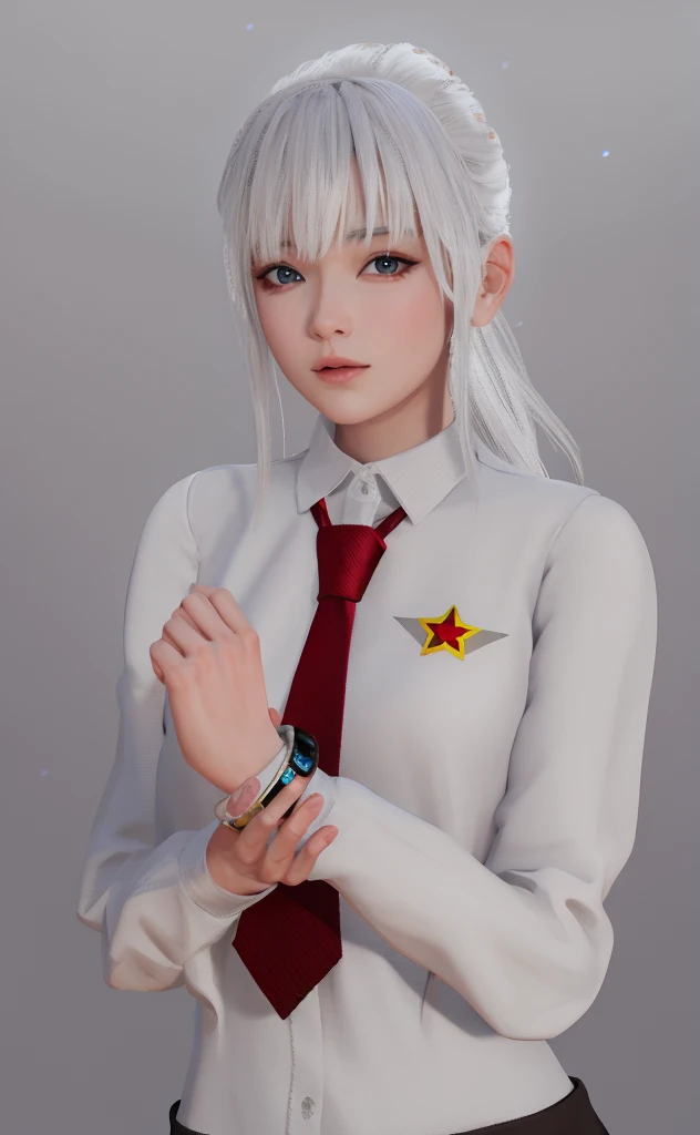 Masterpiece, Best quality, High quality, High Definition, High quality texture, High quality shadows, High detail texture, Realistic, Level Light, Side lighting, lens flare, Ray Tracing, Sharp focus,Silver hair,leader