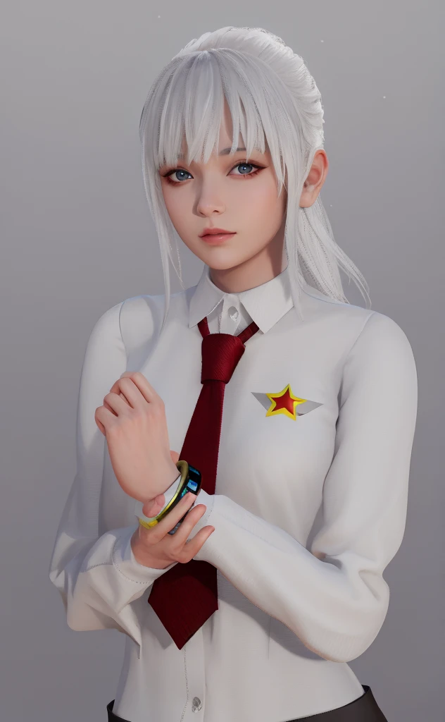 Masterpiece, Best quality, High quality, High Definition, High quality texture, High quality shadows, High detail texture, Realistic, Level Light, Side lighting, lens flare, Ray Tracing, Sharp focus,Silver hair,leader