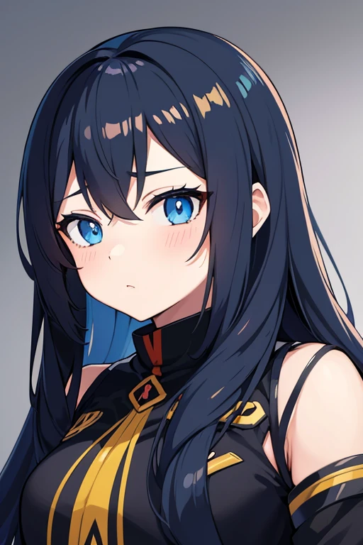 anime girl with long hair and blue eyes wearing a black shirt, an anime girl, portrait anime girl, portrait of an anime girl, anime girl, girls frontline style, detailed portrait of anime girl, young anime girl, portrait of cute anime girl, anime style portrait, cute anime girl, (anime girl), female anime character, realistic young anime girl, portrait of anime girl