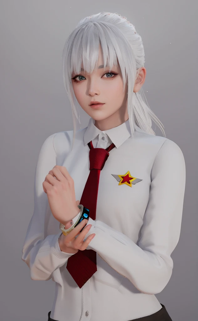Masterpiece, Best quality, High quality, High Definition, High quality texture, High quality shadows, High detail texture, Realistic, Level Light, Side lighting, lens flare, Ray Tracing, Sharp focus,Silver hair,leader,Domineering,despise