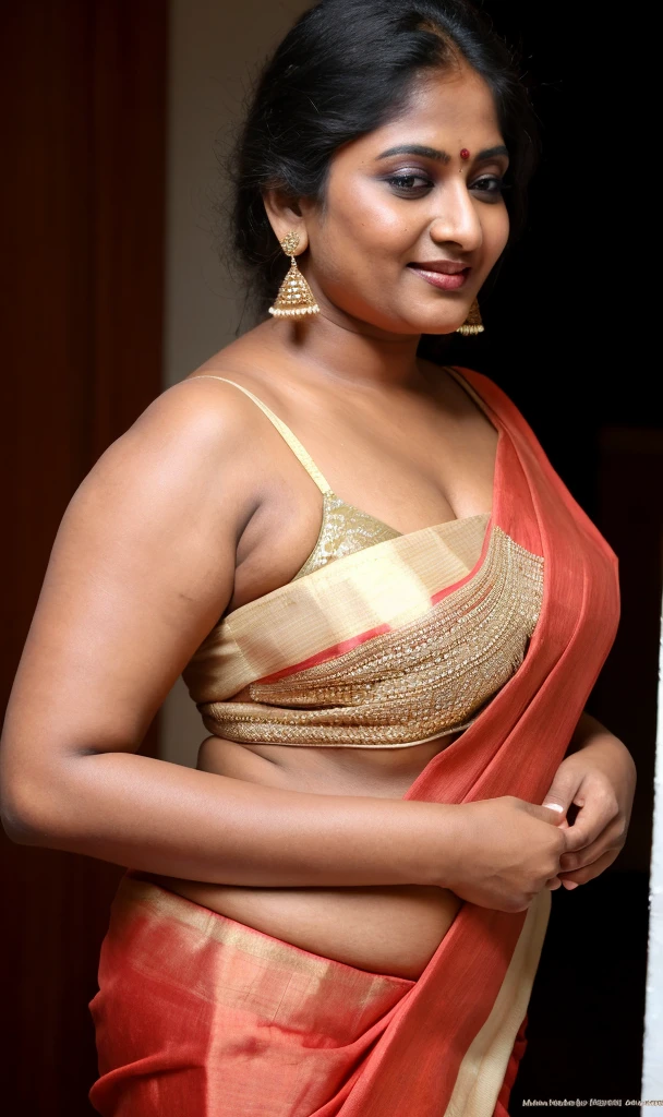 Photographic recreation shoot Inspired from art by mohanan manimala, extremely gorgeous, stunning beauty, thick beauty, best quality, modelshoot, profile photoshoot, mastershot, model photography, retouched, movie stills shoot, modelshoot Inspired by art of mohanan manimala, revealing clothes, her exposed charming figure, appealing physique, pale skin, Beautiful lady, extremely gorgeous woman, mallu traditional wear, party wear, summer party wear, designer saree, sexy woman, wedding wear, hot sleeveless blouse, sexy designer dress, designer blouse, braless, hot wear, spotless skin, designer sari, fashion saree, 40 years old, wearing palla, Indian traditional bandeau crop top bra, huge breast, milk tank, mallu woman, mallu actress, mallu aunty, mallu sari model, mallu actress, lusty, perfect thick body, fleshy figure, highly detailed, intricate, flawless, drooping figure, seductive expression, beautiful face, juicy figure, perfect face, perfect eyes, perfect fingers, round shaped face, curvy, skin texture, hot, small hairs on armpits, armpit crease, captivating, lusty, charming, attractive figure, mature woman, Kerala model, Kerala actress, nails can be hidden, queen of Lust, no armbands in her hand, skin pores, detailed armpits, heavy physique, heavy figure, Full figured woman, full figured Indian aunty, beautymarks, bulky figure, fleshy body, fleshy stomach, curvy, low waist saree, sexy bold saree look, strapless cotton Bra,