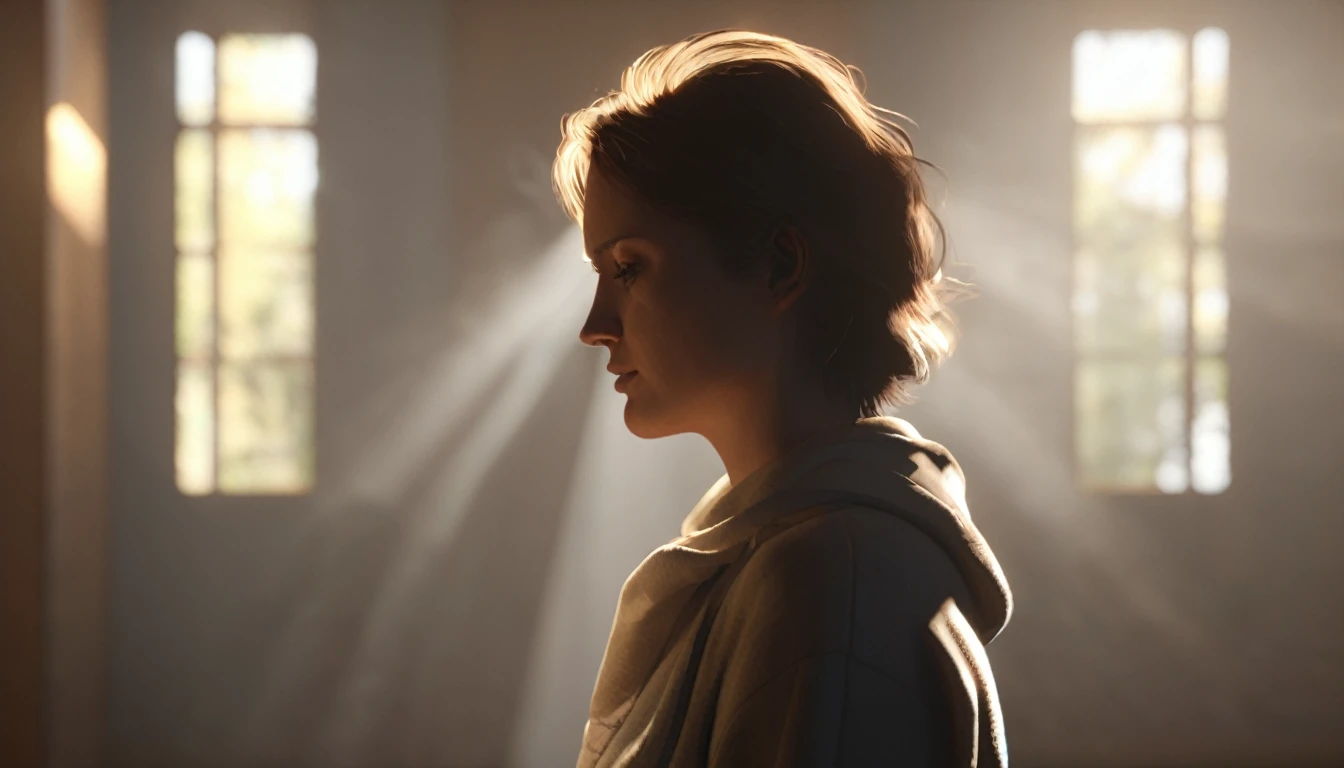 A person forgiving someone, volumetric light, realistic