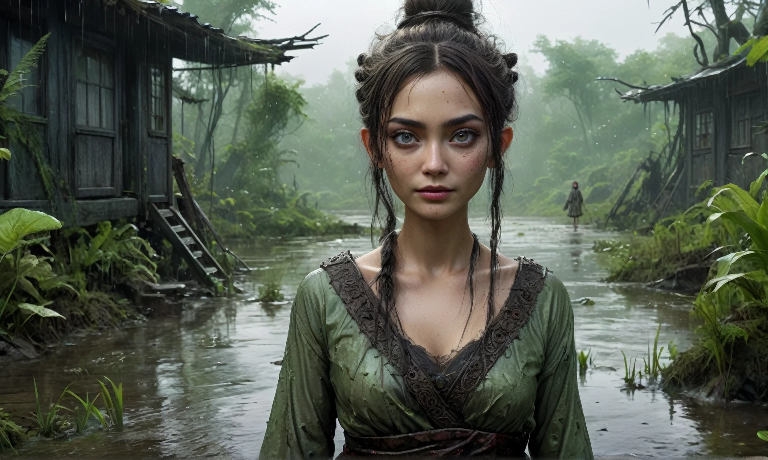 heght view on himera babygirl assassin,elf,pretty face,eyebrow up,full body shot,ominous landscape,glate gray atmosphere,prime colors,wariza,extremely detailed, [night],masterpiece,intricate details,faded,eyes extremely detailed, high detailed eyes,4k resolution,RAW, Nikon Z9,scary swamp beach,family nudism,view from height,The Walking Dead,native japan dead city,modern London,swamp,jungle,witch,hard rain,Smiling,Bun Hair,(Folk clothes:1.5), long dress, pronounced feminine feature, insane details, intricate details, hyper-detailing, Complex background, ,full-body-shot,Very tall, Cinematic,Muted colors, Technicolor,natural skin textures, hyper realisitc, hyper detailed,Extremely detailed,High contrast,Masterpiece,Realistic,Ultra Detailed,intricate details,realistic humid skin,extremly intricate,Epic Realistic, Romantic, cinematic style,by art irina yermolova,orc, messy hair,luminous eyes,extremely detailed, [night landscape],masterpiece,intricate details,faded,eyes extremely detailed, high detailed eyes,4k resolution,RAW, Nikon Z9,by jimmy chin,by art Simon Stalenhag,Nicola Samori,Wangechi Mutu,Lisa Frank,,pixar movie still, pixar movie screenshot, frame from pixar movie, animated movie still, still from the pixar movie, still from a pixar movie, disney pixar movie still, pixar movie scene, still from pixar movie, still from a 2001 pixar movie, pixar render, animated film still
