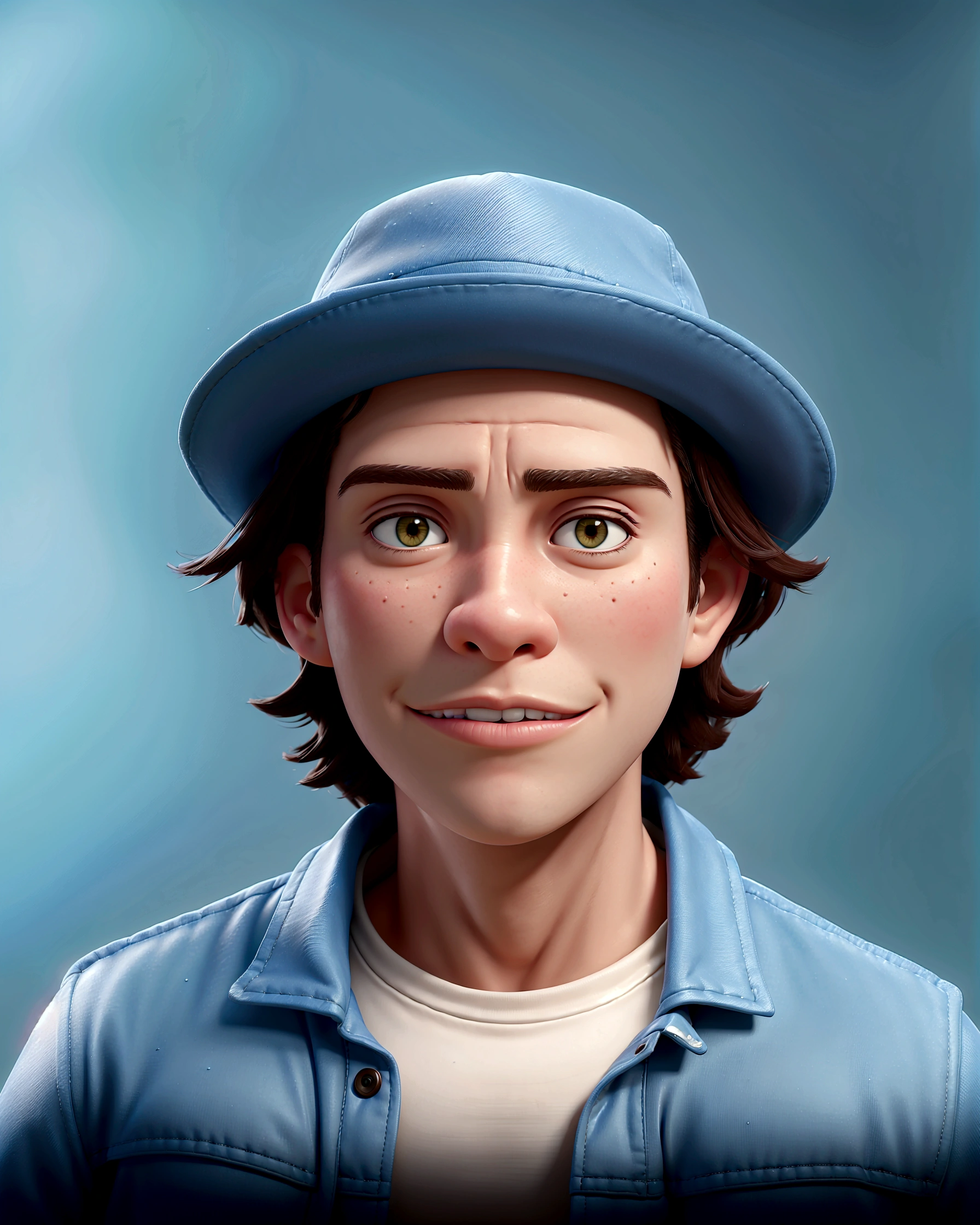 there is a man wearing a hat and a jacket, realistic studio portrait, portrait of ultra realistic, realistic portrait photo, portrait of jughead jones, realistically rendered face, hyperrealistic , photo realistic portrait, photo-realistic face, photorealistic portrait, digital art. photo realistic, photorealistic face, highly detailed vfx portrait of, highly detailed vfx portrait