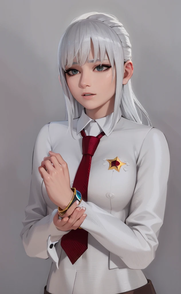 Masterpiece, Best quality, High quality, High Definition, High quality texture, High quality shadows, High detail texture, Realistic, Level Light, Side lighting, lens flare, Ray Tracing, Sharp focus,Silver hair,leader,Domineering,despise