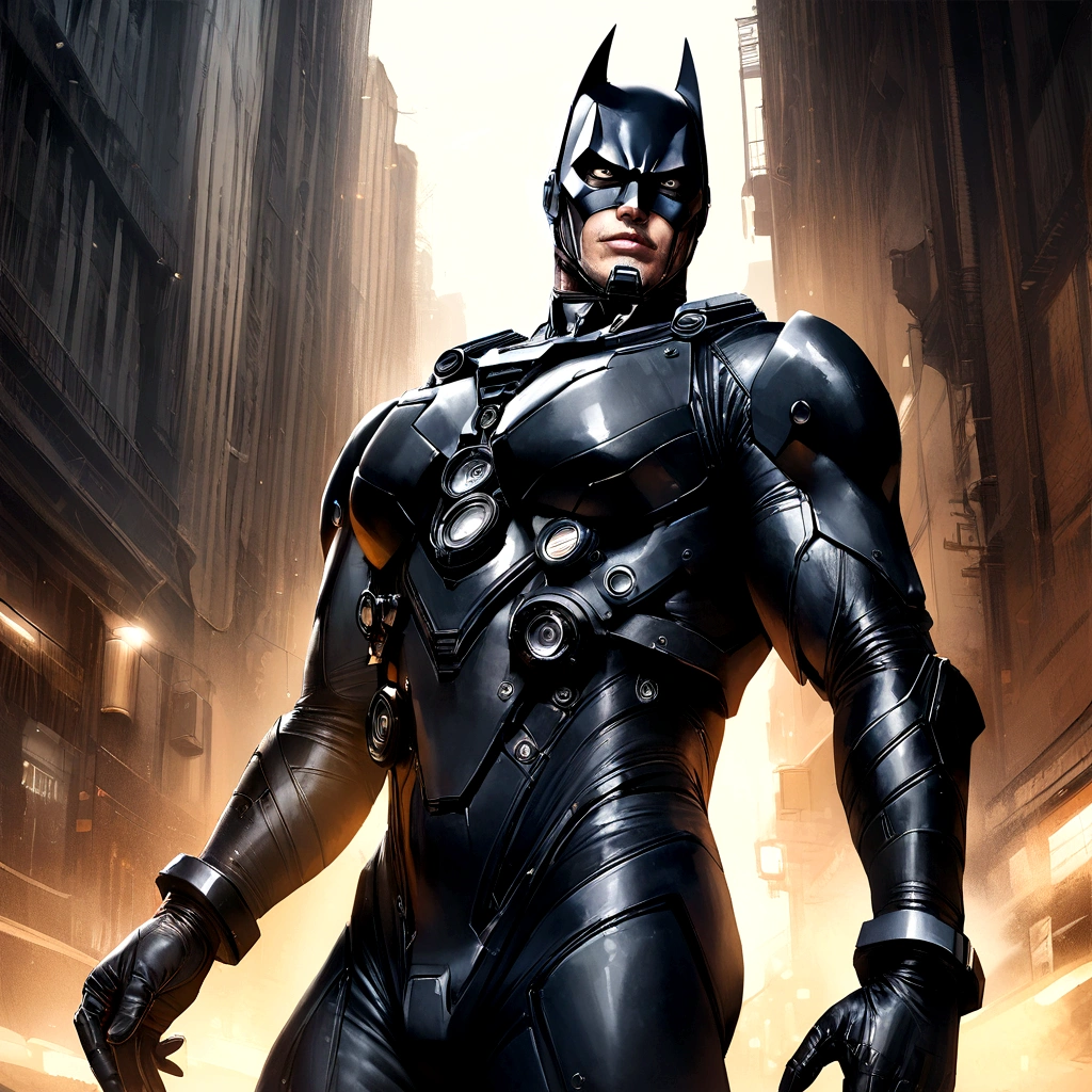 Realistic depiction of an advanced cybersuit, Batman from DC Comics