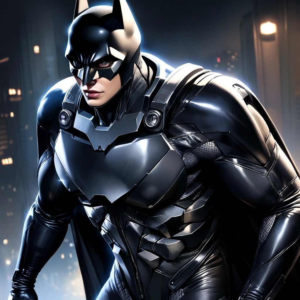 Realistic depiction of an advanced cybersuit, Batman from DC Comics
