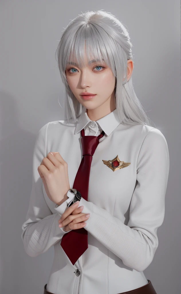 Masterpiece, Best quality, High quality, High Definition, High quality texture, High quality shadows, High detail texture, Realistic, Level Light, Side lighting, lens flare, Ray Tracing, Sharp focus,Silver hair,leader,Domineering,despise