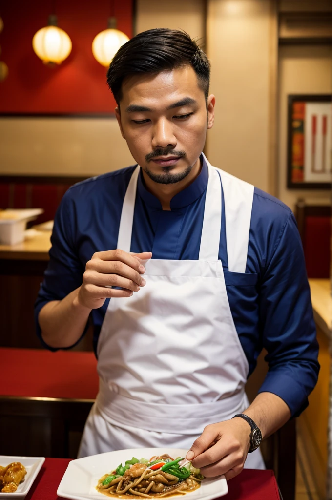 create a man in a chinese restaurant