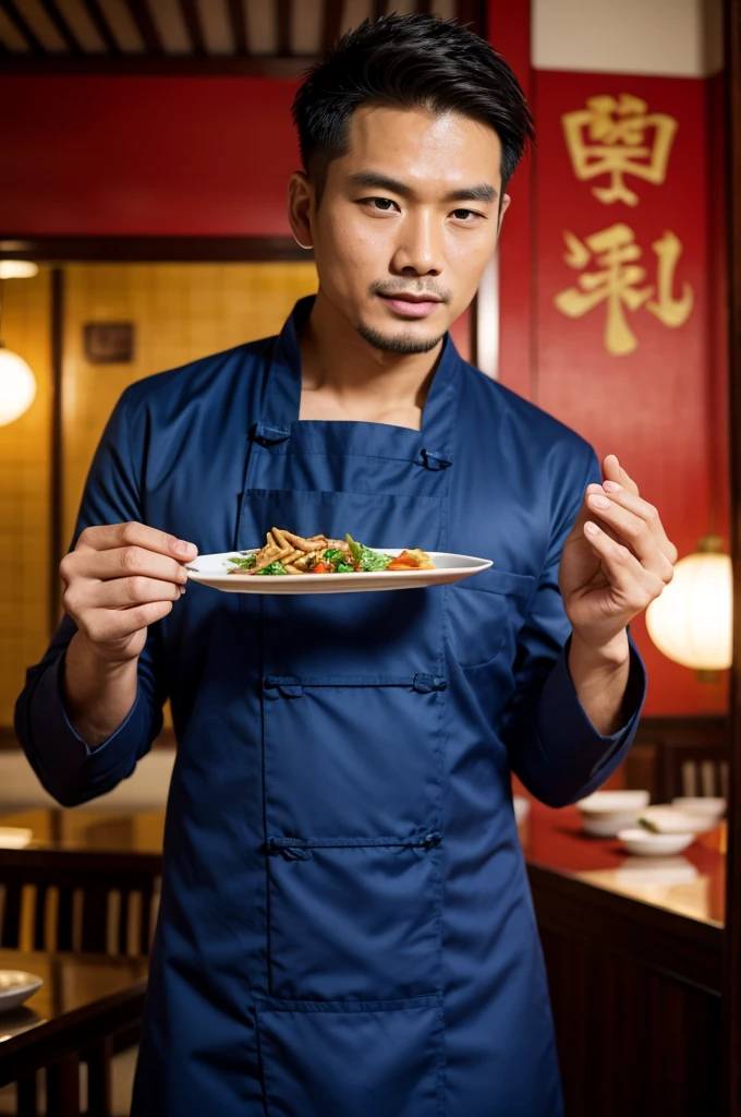 create a man in a chinese restaurant