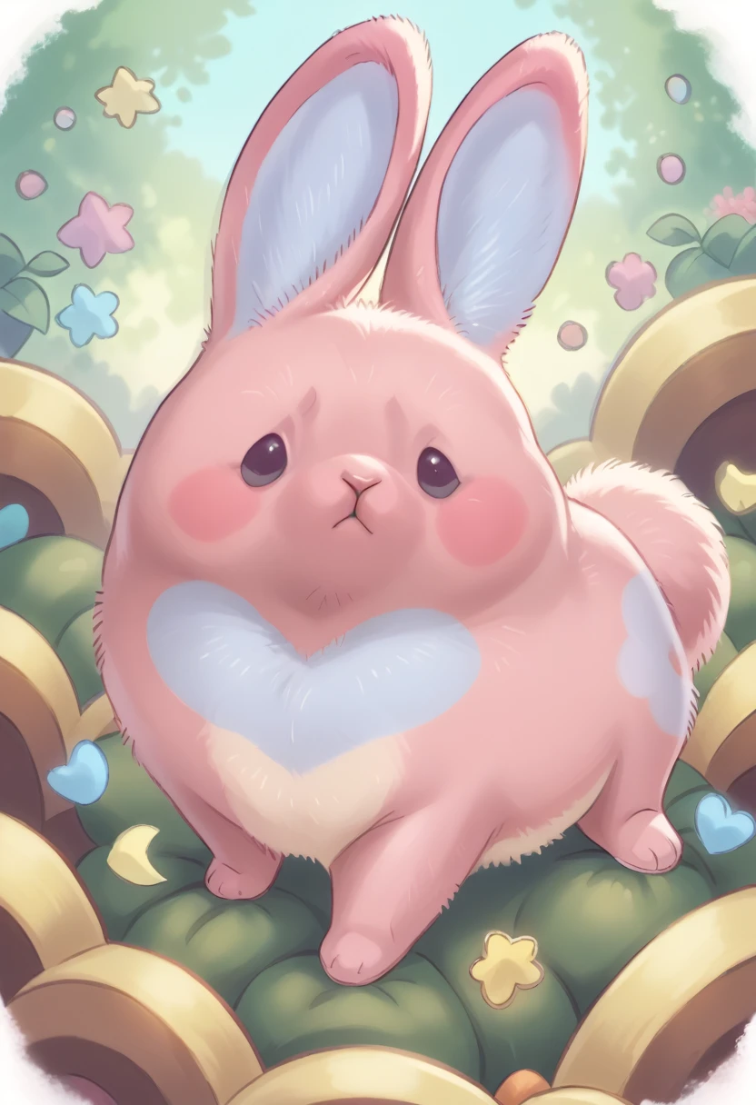 a cute pink rabbit, detailed blue in ears, intricate fur details, soft pastel colors, whimsical expression, playful pose, high quality, 8k, detailed fur, detailed ears, realistic, photorealistic, detailed eyes, detailed nose, detailed mouth, sharp focus, vivid colors, masterpiece, cute, adorable, fluffy, studio lighting