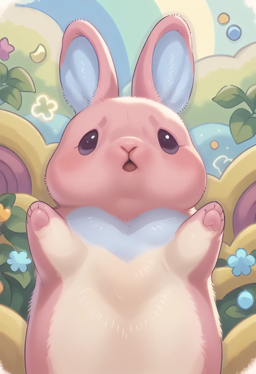 a cute pink rabbit, detailed blue in ears, intricate fur details, soft pastel colors, whimsical expression, playful pose, high quality, 8k, detailed fur, detailed ears, realistic, photorealistic, detailed eyes, detailed nose, detailed mouth, sharp focus, vivid colors, masterpiece, cute, adorable, fluffy, studio lighting