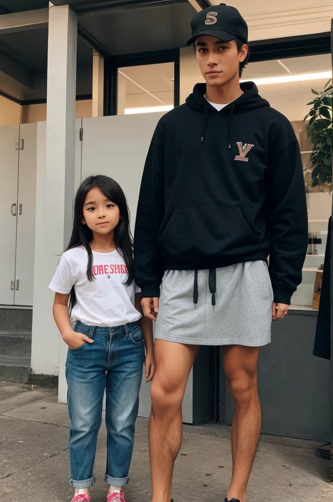 The girl standing next to him