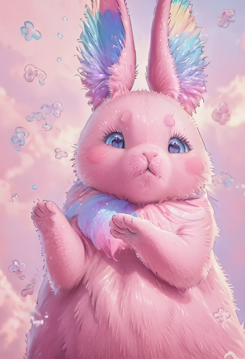 a cute pink rabbit, detailed blue in ears, intricate fur details, soft pastel colors, whimsical expression, playful pose, high quality, 8k, detailed fur, detailed ears, realistic, photorealistic, detailed eyes, detailed nose, detailed mouth, sharp focus, vivid colors, masterpiece, cute, adorable, fluffy, studio lighting
