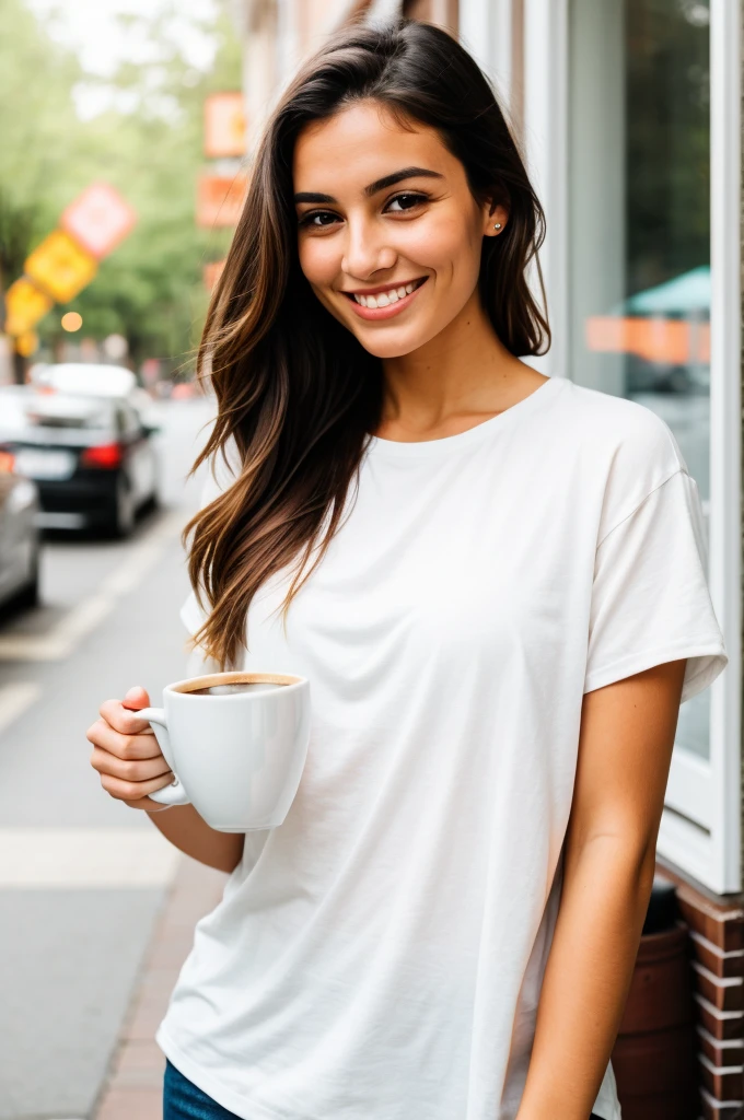 woman holding coffee cup