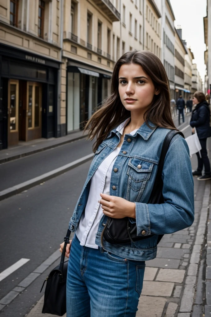 Jeune femme dans la rue qui a de gros arguments 