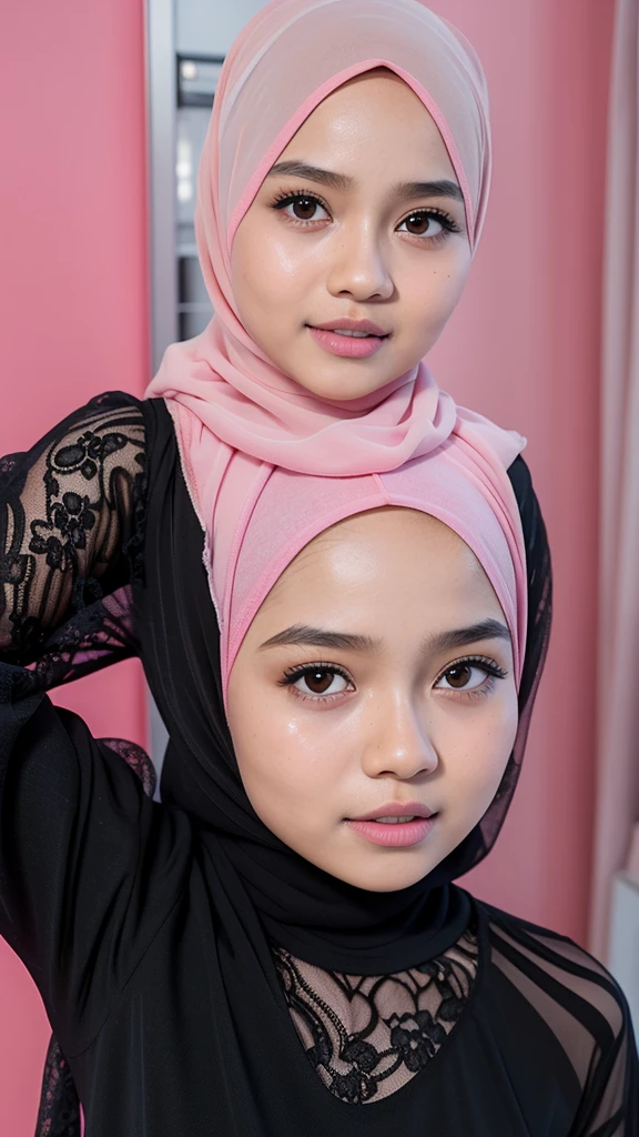 ((SLEEPING BEAUTY)), ((EYES WIDE )), ((OPEN BIG HUGE EYES)), Very Thin body (Wearing Bra Lingerie), (((HIJAB MALAY GIRL))), masutepiece, High quality, UHD 32K, Realistic face, Realistic skin feeling , A Malay Lady, . ((Face cute like a baby)), ((STRAWBERRIES))