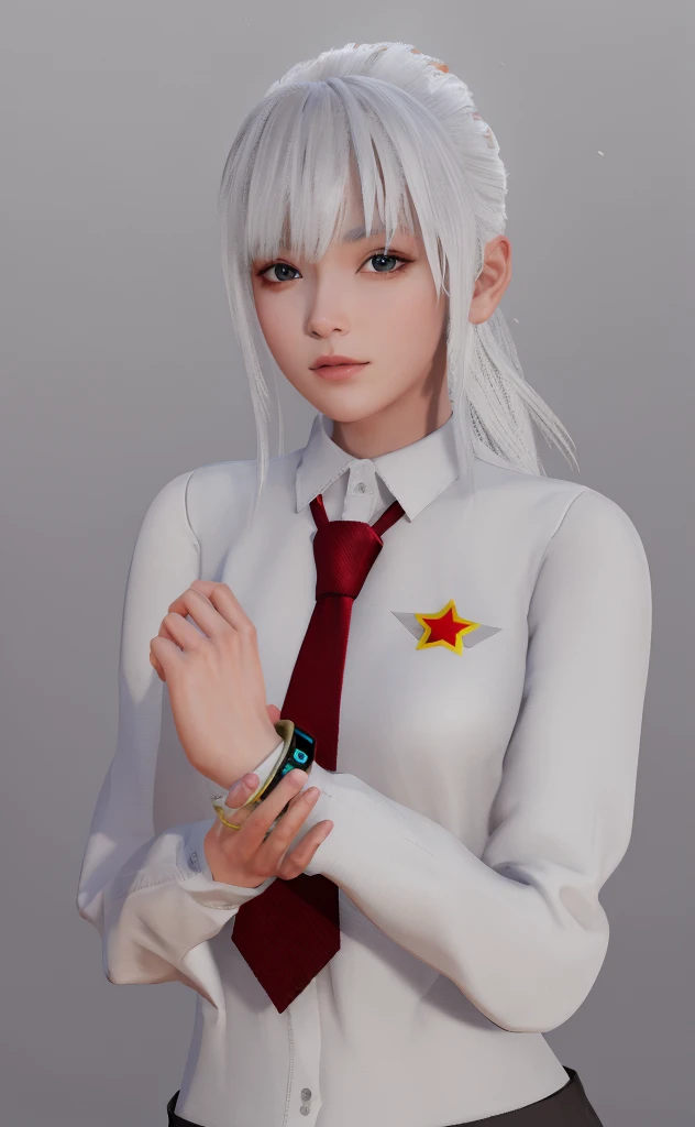 Masterpiece, Best quality, High quality, High Definition, High quality texture, High quality shadows, High detail texture, Realistic, Level Light, Side lighting, lens flare, Ray Tracing, Sharp focus,Silver hair,leader,Domineering,despise