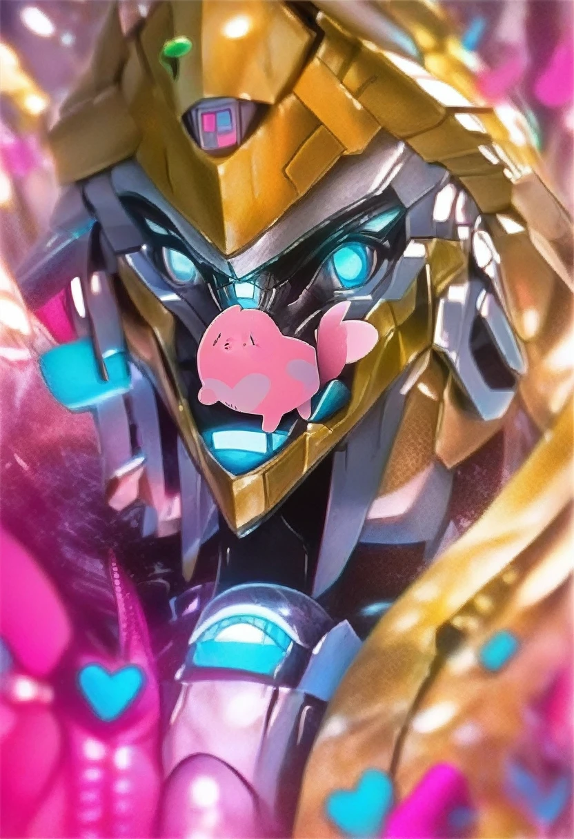 A furry human girl, beautiful detailed eyes, beautiful detailed lips, extremely detailed eyes and face, long eyelashes, pink hearts, blue details, cute, blue heart, kawaii, (best quality,4k,8k,highres,masterpiece:1.2),ultra-detailed,(realistic,photorealistic,photo-realistic:1.37),colorful,soft lighting,vibrant colors,fantasy,digital art
