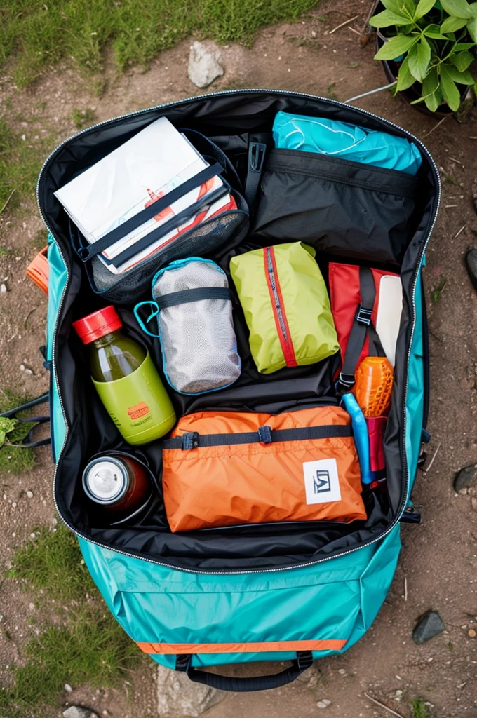 Pack things in a hiking bag.