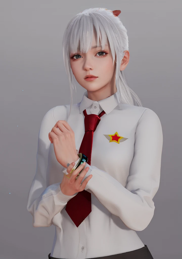 Masterpiece, Best quality, High quality, High Definition, High quality texture, High quality shadows, High detail texture, Realistic, Level Light, Side lighting, lens flare, Ray Tracing, Sharp focus,Silver hair，leader，Domineering，despise