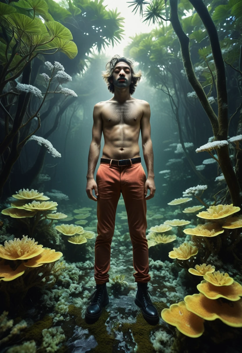 Pierre Huyghe, Offset print, vignette, Realism, ektachrome, crowded foliage with Coral reef, Nature, HDR, Fujicolor Pro 400H, vanishing point, Westernpunk, glowy translucency, artstation, F/8, Mario Sorrenti, Engaging, Music, the streets are tipped to life before us. But now there, an aerial shot of Ayada Frog season. Steam waftens against her long brown pants while snowfall fills their face with the warmth of the season in its hues, painting up clouds with the last remnants of a winter storm on the night. As the snowflakes rise above us again and slowly melt away to reveal another magical event, The Four Colorless Partridge stands tall on this melancholic scene, Fae, Digital distortions, Glitchcore, Karl Knaths, [Hairy|Voluminous], Darksynth, flat lighting, Hasselblad, Romantic, Ektachrome, volumetric lighting
