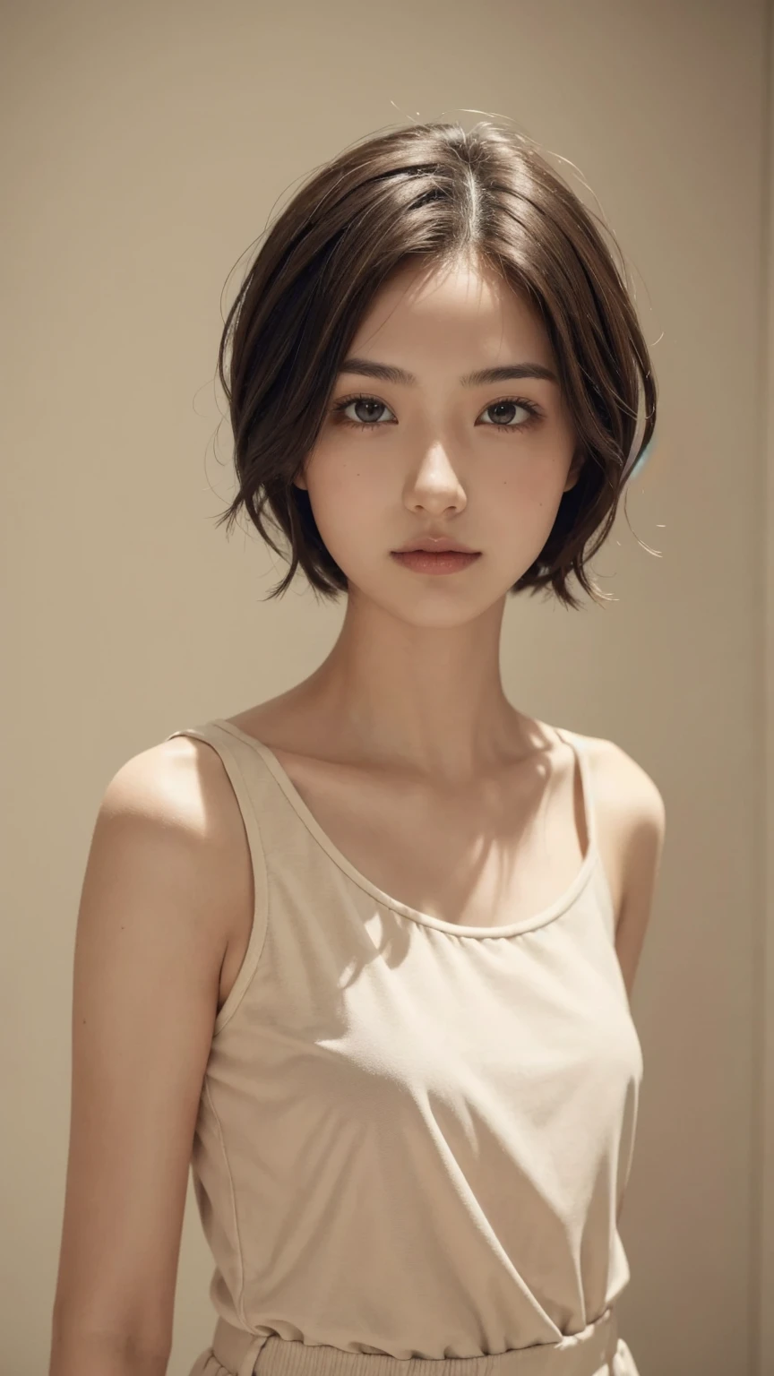 zydAFP, 1girl, detailed skin, looking at viewer, brown eyes, short hair, upper body