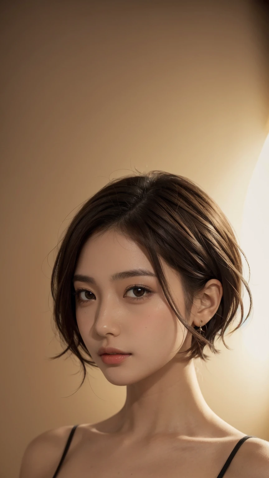 zydAFP, 1girl, detailed skin, looking at viewer, brown eyes, short hair, bust
