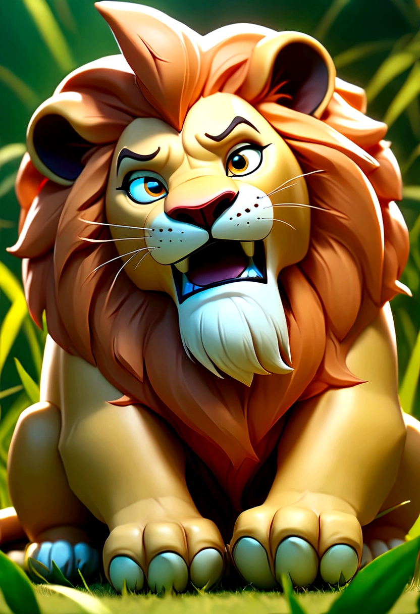 ((work of art, maximum quality, high resolution)), ((highly detailed 8K unified CG wallpaper)), Fotografia de animais, there is a Lion and a Lion cub playing together in the grass, proud look, Lions, King of the jungle, to celebrate, paternal, wonderful beauty, with the mane of a Lion, father with , Lion, Fotografia de animais, Pose Real, Guy looking, majestic pose, mighty, handsome man,