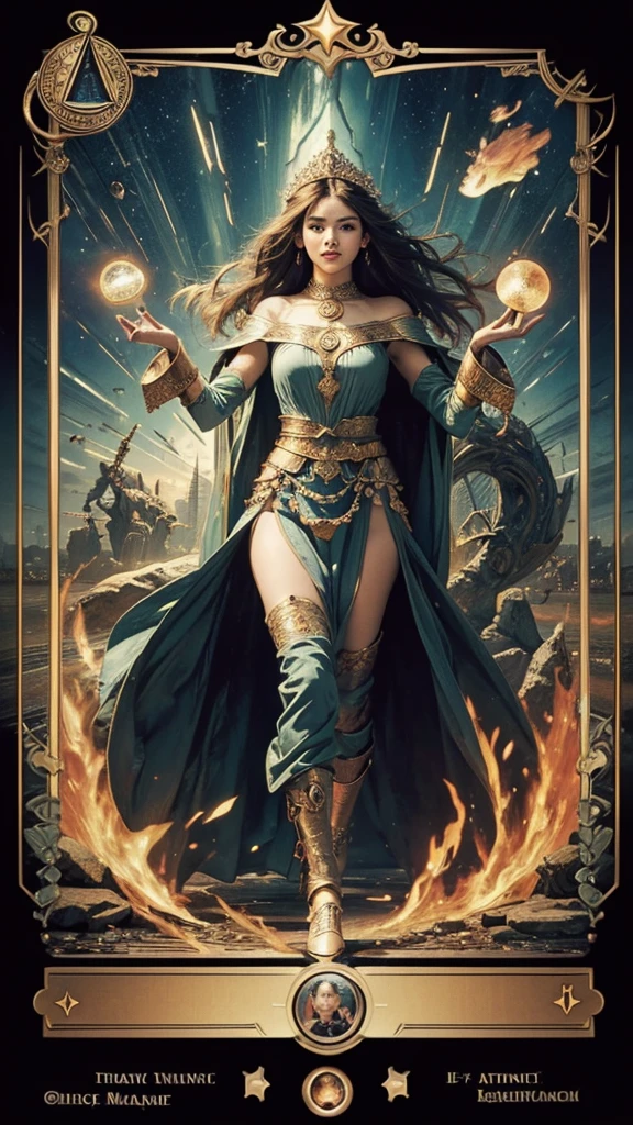 ((Best quality, 8 k, masterpiece: 1.3)), ((high dynamic range :1.4)), ultra detailed, very high color saturation, extremely detailed computer graphics, unity 8k wallpaper, (Very detailed), Super detailed, finely, A high resolution, Ultra detailed, ((tarot cards)), ((Major Arcana Star)), The Star Tarot Card Symbolizes Hope, vital energy and fortitude. The map reminds, that you already have everything, what is needed for self-realization. Only, what is missing, - this is courage. It's time to trust the Universe. rest assured: she prepared a gift for you. If you get the Star Tarot card, Means, the time has come to evaluate the path traveled, comprehend everything, what happened to you. probably, you received many challenges and successfully dealt with them. You managed to get through the difficulties, without losing hope. During the dark period, you were not aware of your own strength, but now you feel, that the loss helped you gain resilience and inner core.