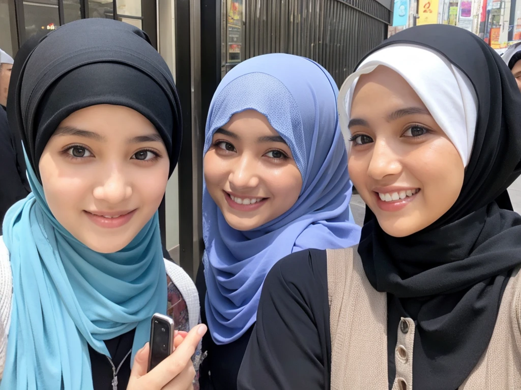 2 girls, hijab, selfie 