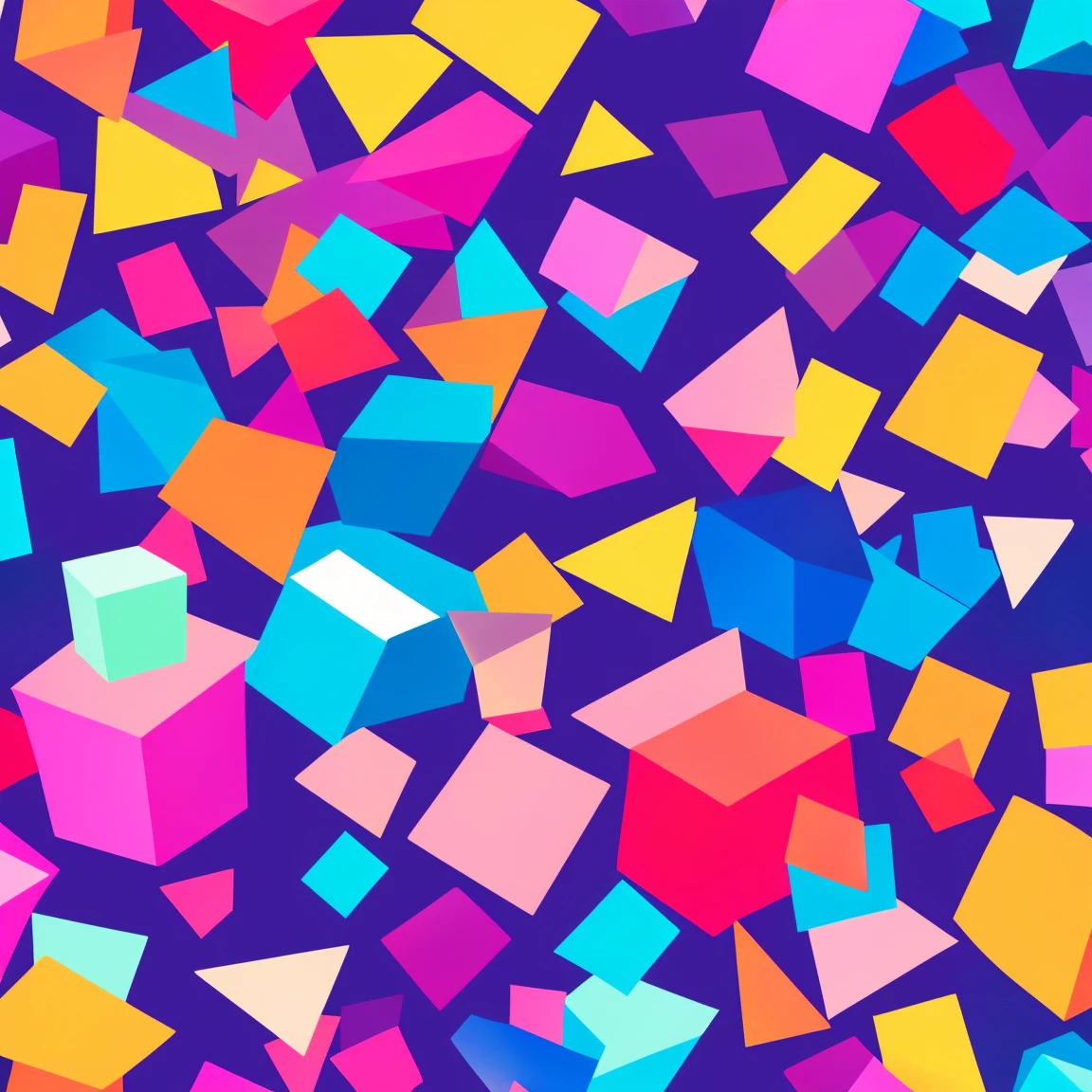 anime abstract cube patterns, bright colors, poster (posterCubes style:1) 