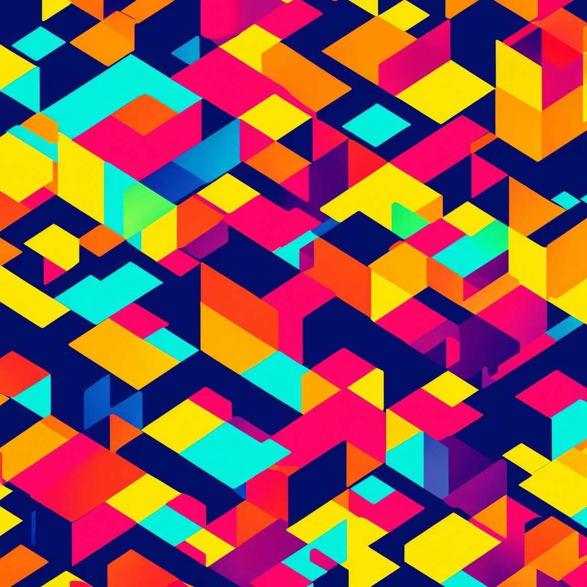 anime abstract cube patterns, bright colors, poster (posterCubes style:1) 