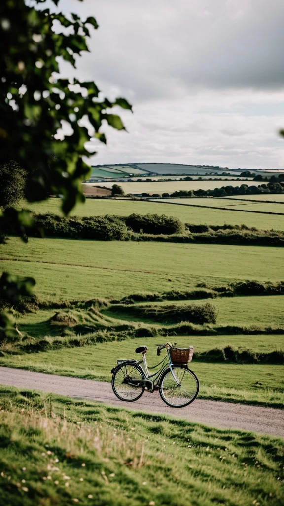 Irish countryside where there is vintage romance and a bicycle on the ground