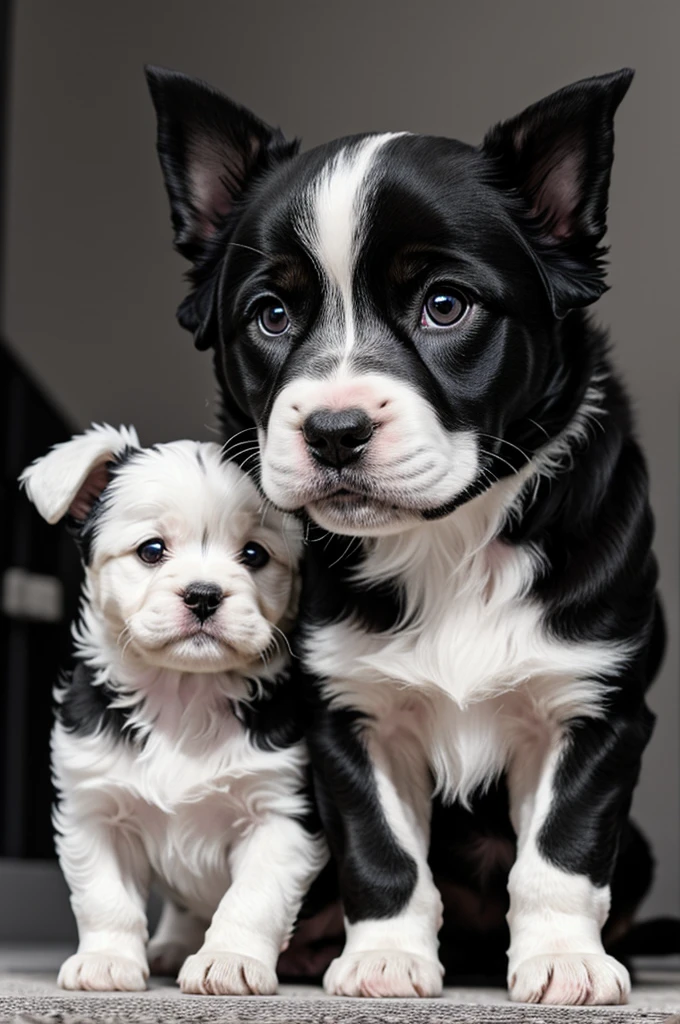 I want the image of a shit zut puppy  ,black and white , about a year old, hairy with a defined cut and his name is Blake 