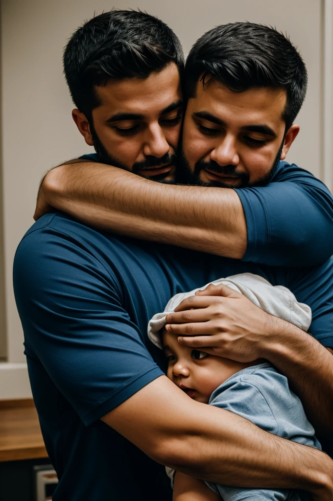 father hugging son