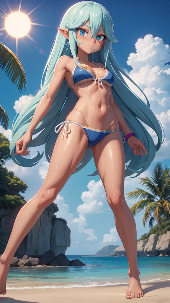 Miruko_from[my_hero_academy], Beach, bikini, sun, bottom view, wet skin