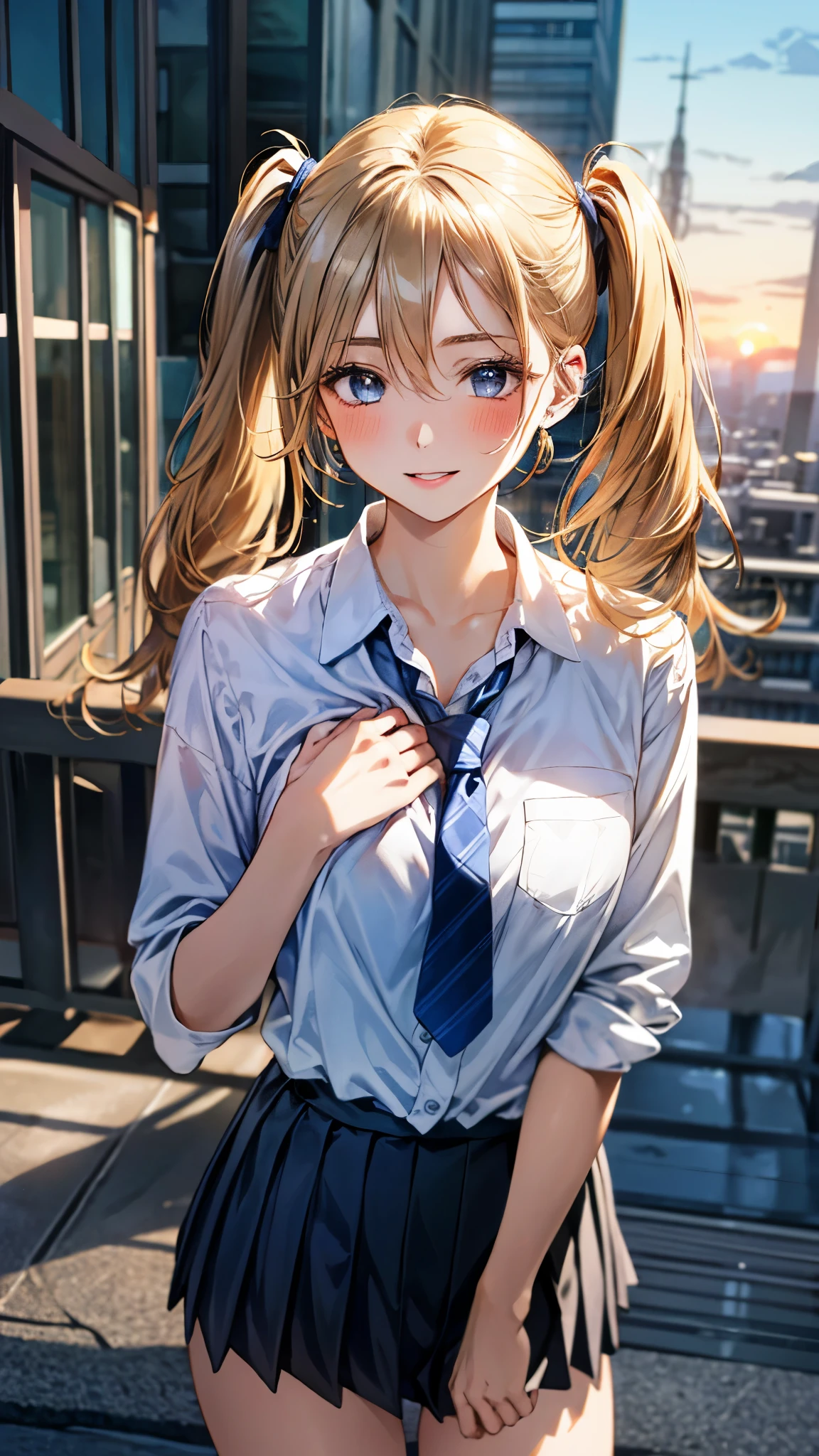 Anime girl with ponytails and a tie posing for a picture - SeaArt AI