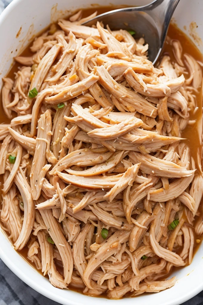 shredded chicken in a tablespoon 